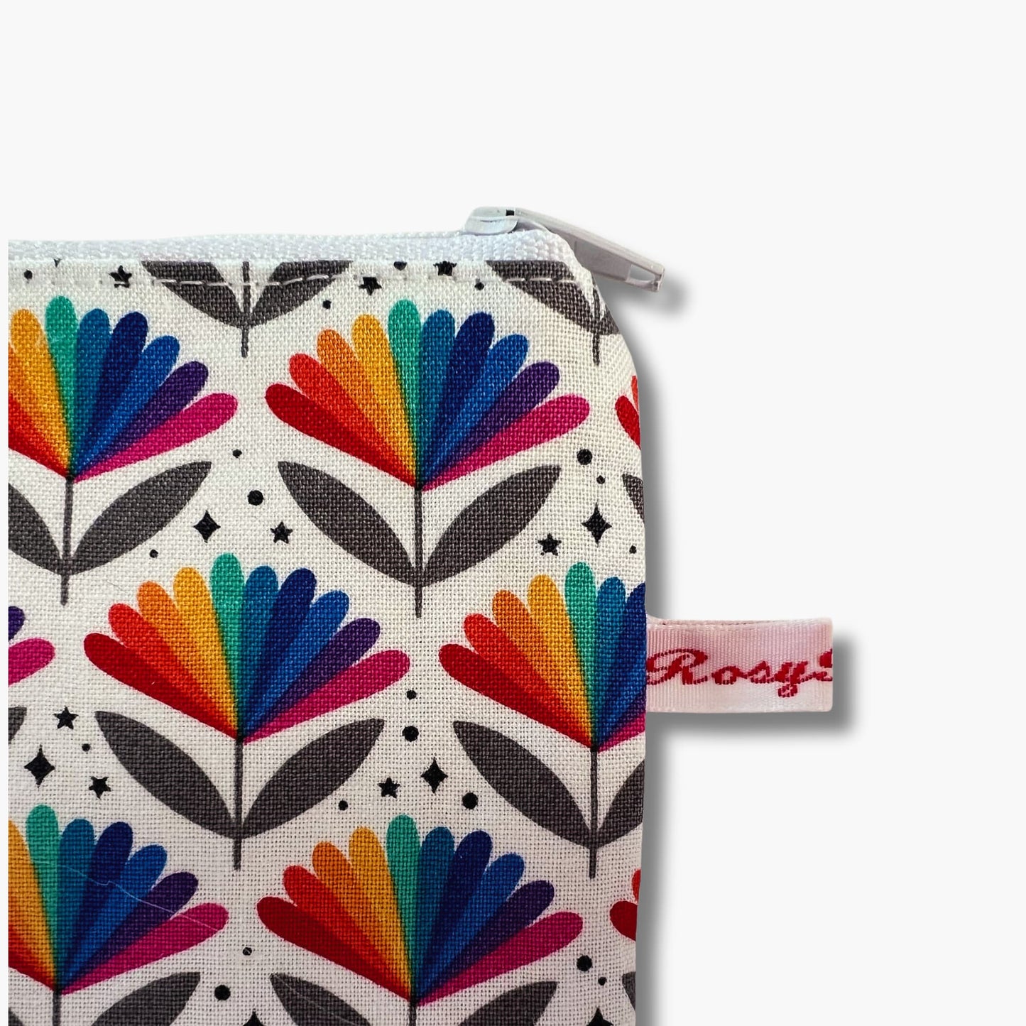 Rainbow Floral Print Zippered Knitting Notions Pouch - Flower a GoGo