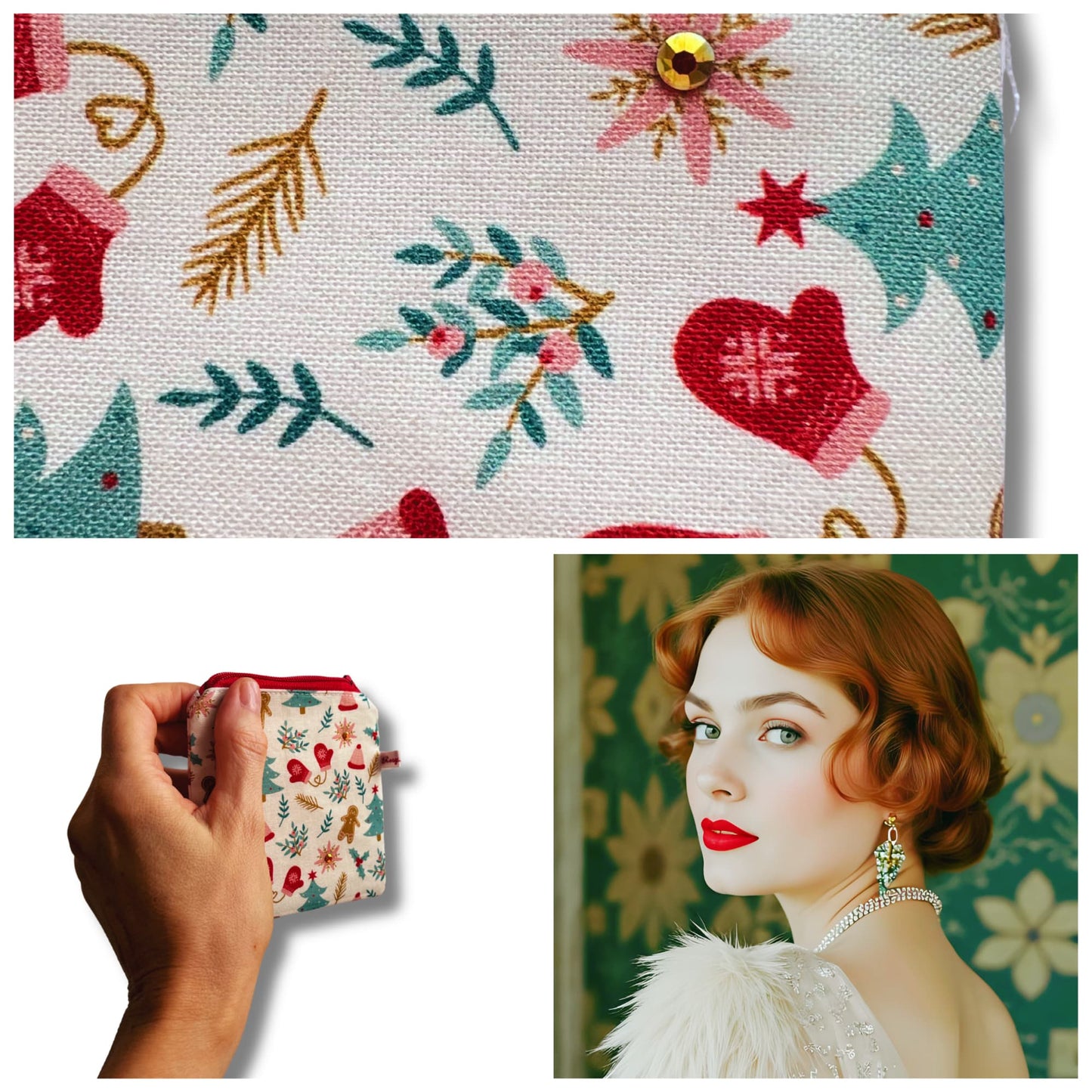 Christmas Knitting purse - Gingerbread Sparkle
