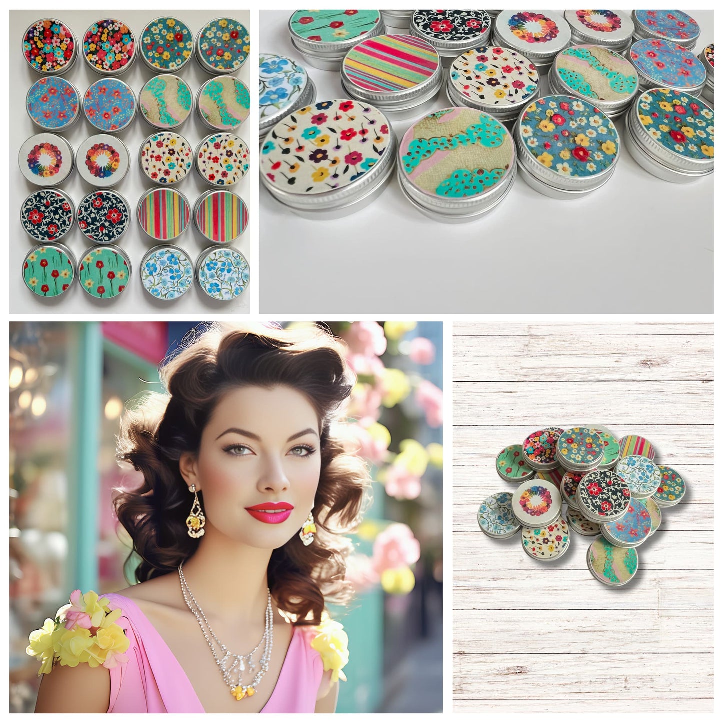 Knitting Stitch Marker Tin Set 40 Markers and tin - Spring Collection