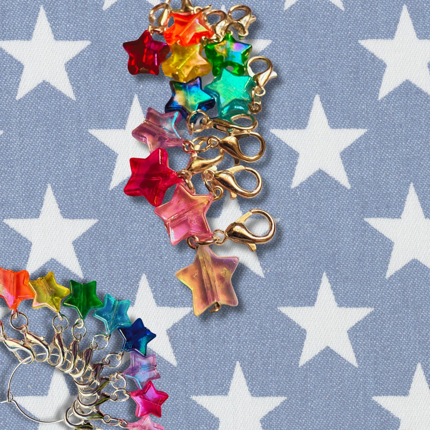 Rainbow Crochet Stitch Markers - Disco Stars