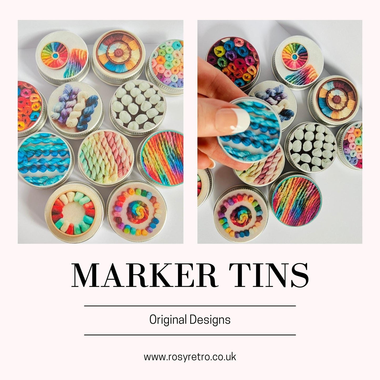 Knitting Stitch Markers Set 40 Markers and tin - Rainbow Yarn