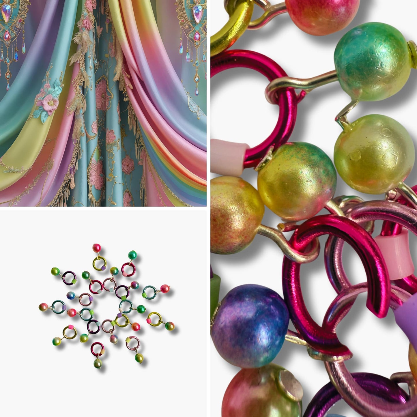 Knitting Stitch Markers in Rainbow Pastels, Snag Free - Unicorn Tears