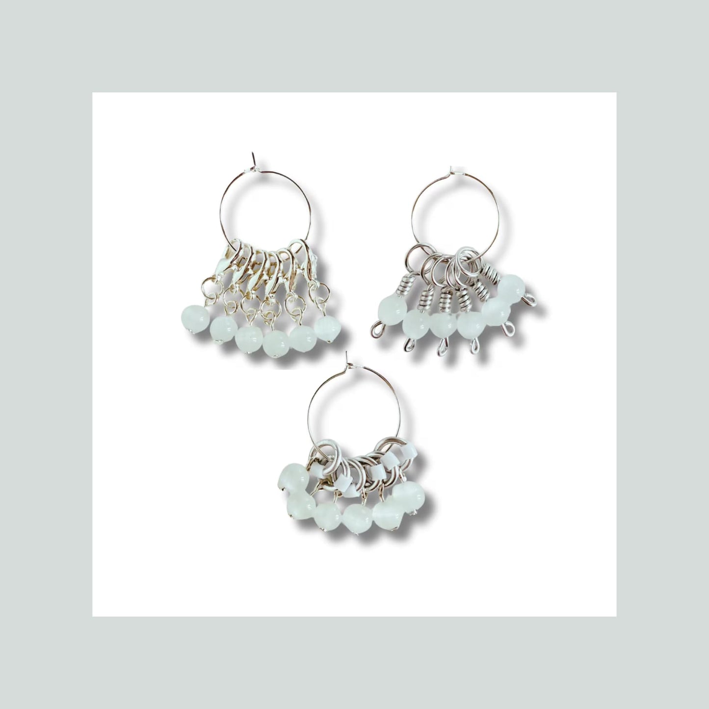 Moon Stone Stitch Markers - Snow