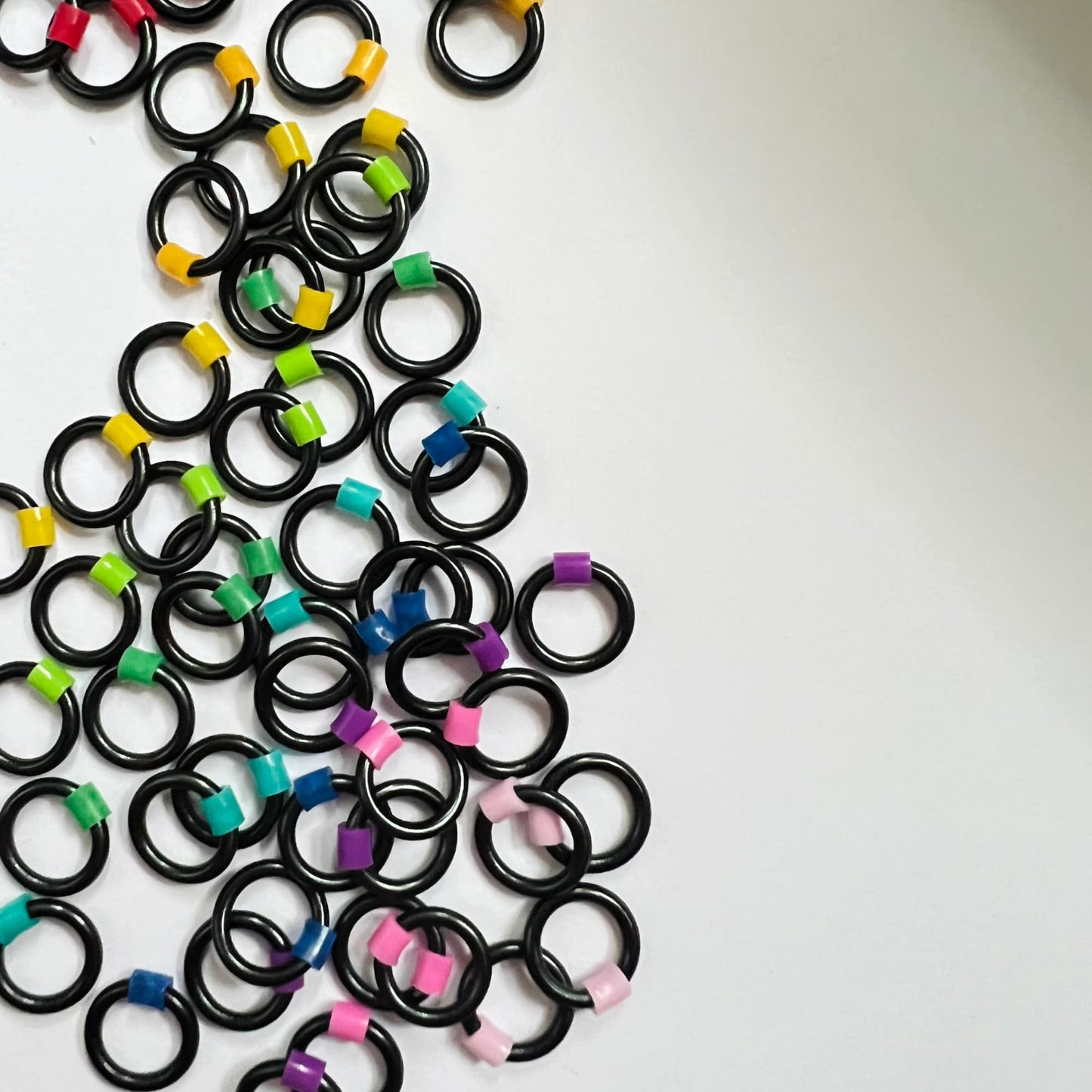 Rainbow Stitch Markers for Sock, Lace & Knitting - Black Rainbow