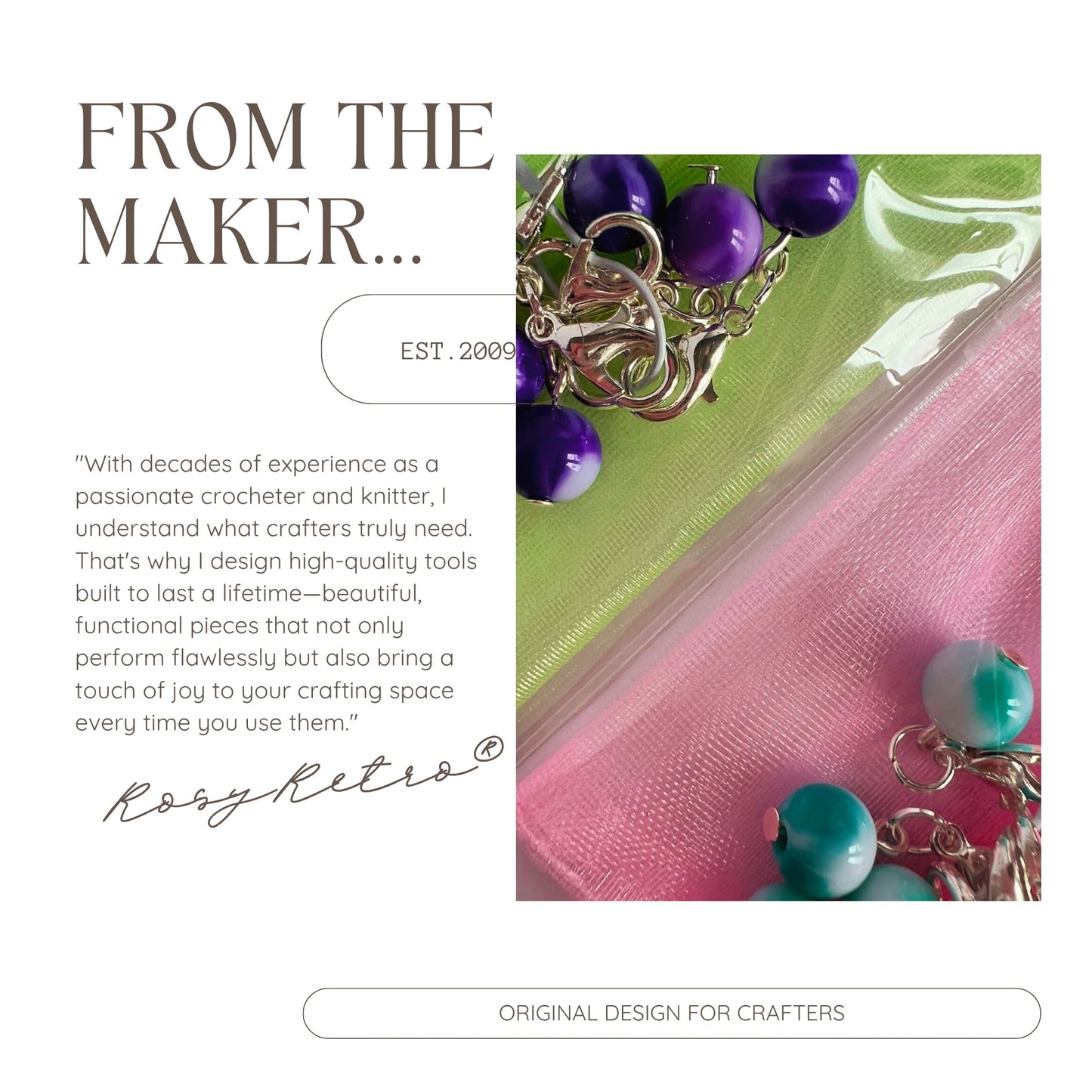 Crochet Stitch Markers - Spearmint and Grape