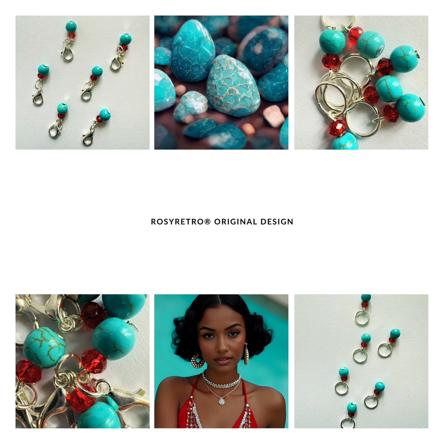 Turquoise Stone Stitch Markers - La Dolce Vita