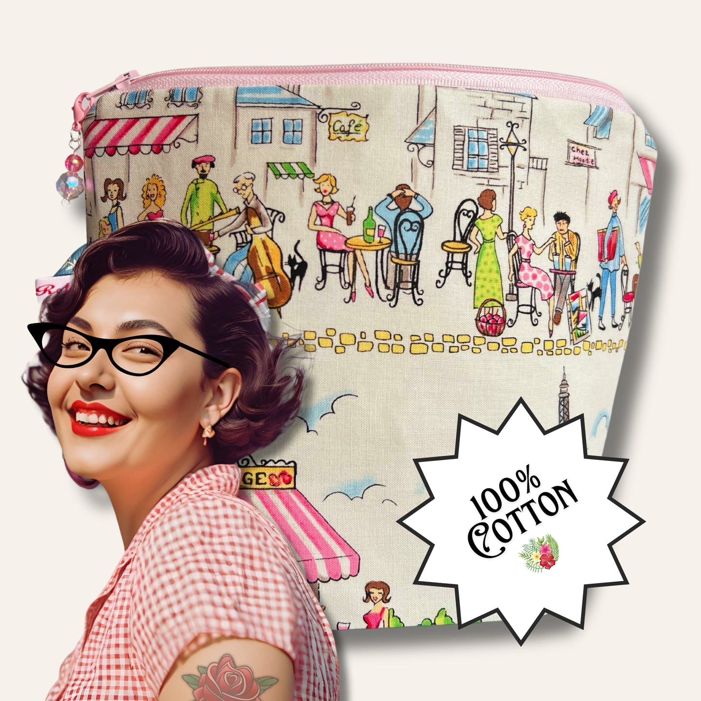 Knitting Project Bag - Fabric by Michael Miller - Paris
