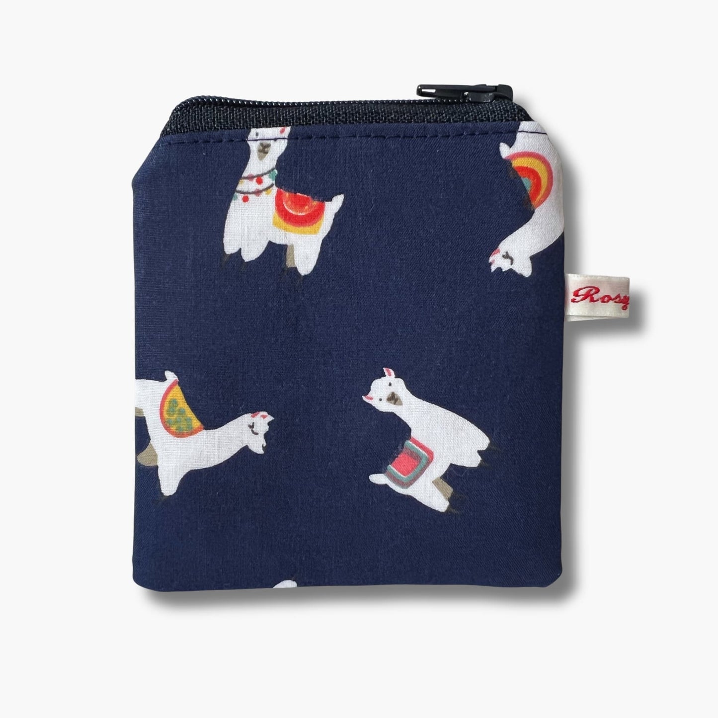 Navy Llama Print Mini Notions Case for Knitters - Zippered Stitch Marker Pouch