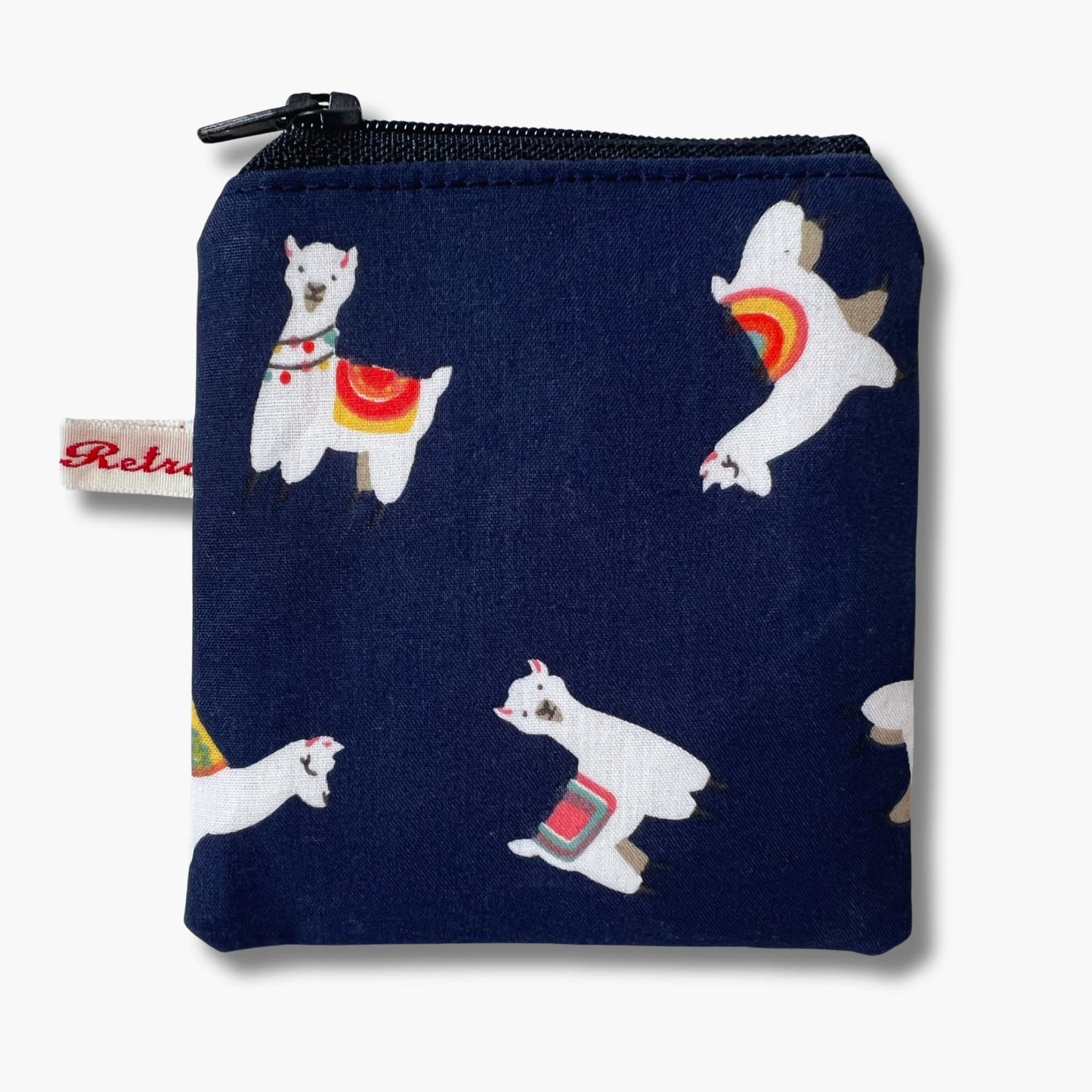 Navy Llama Print Mini Notions Case for Knitters - Zippered Stitch Marker Pouch