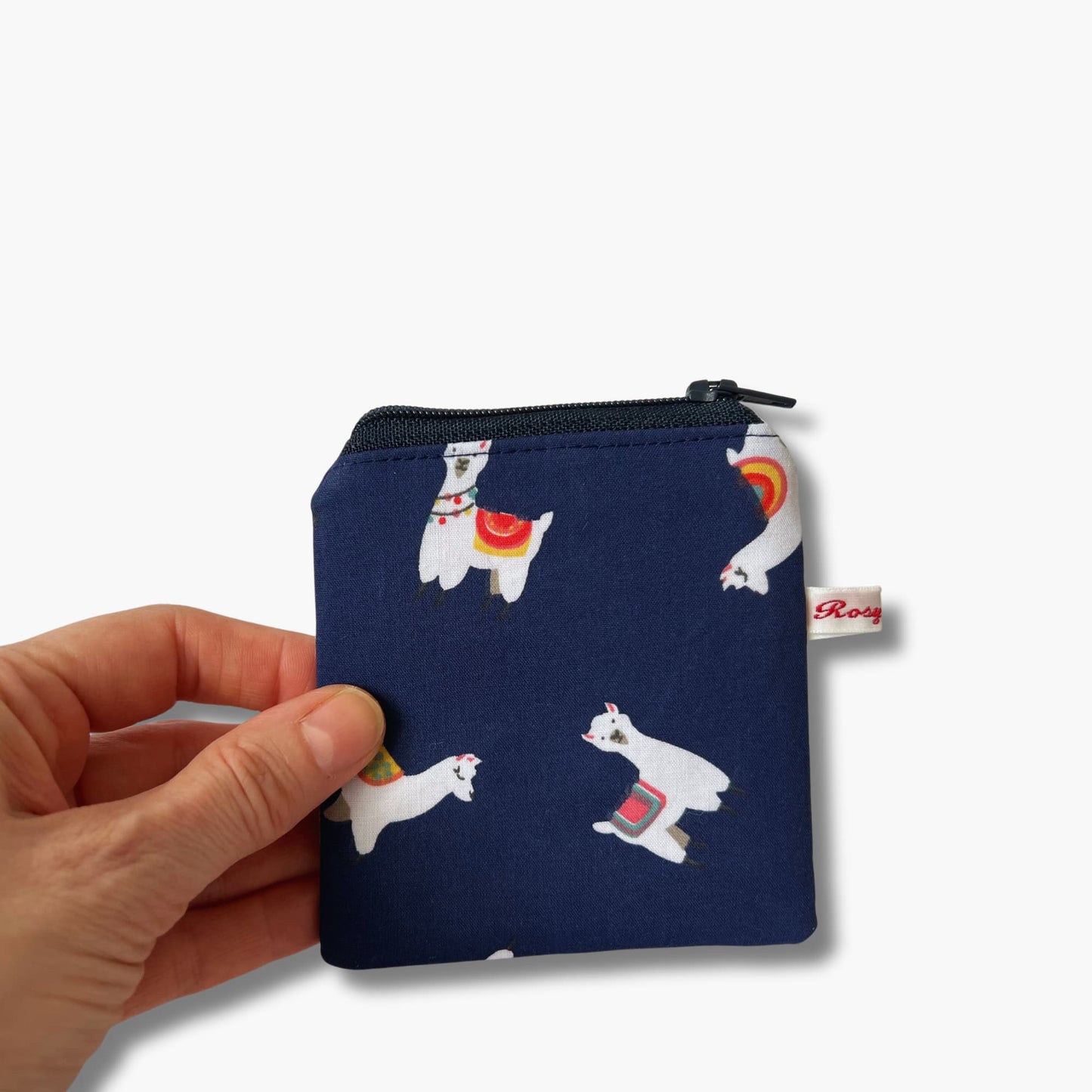 Navy Llama Print Mini Notions Case for Knitters - Zippered Stitch Marker Pouch