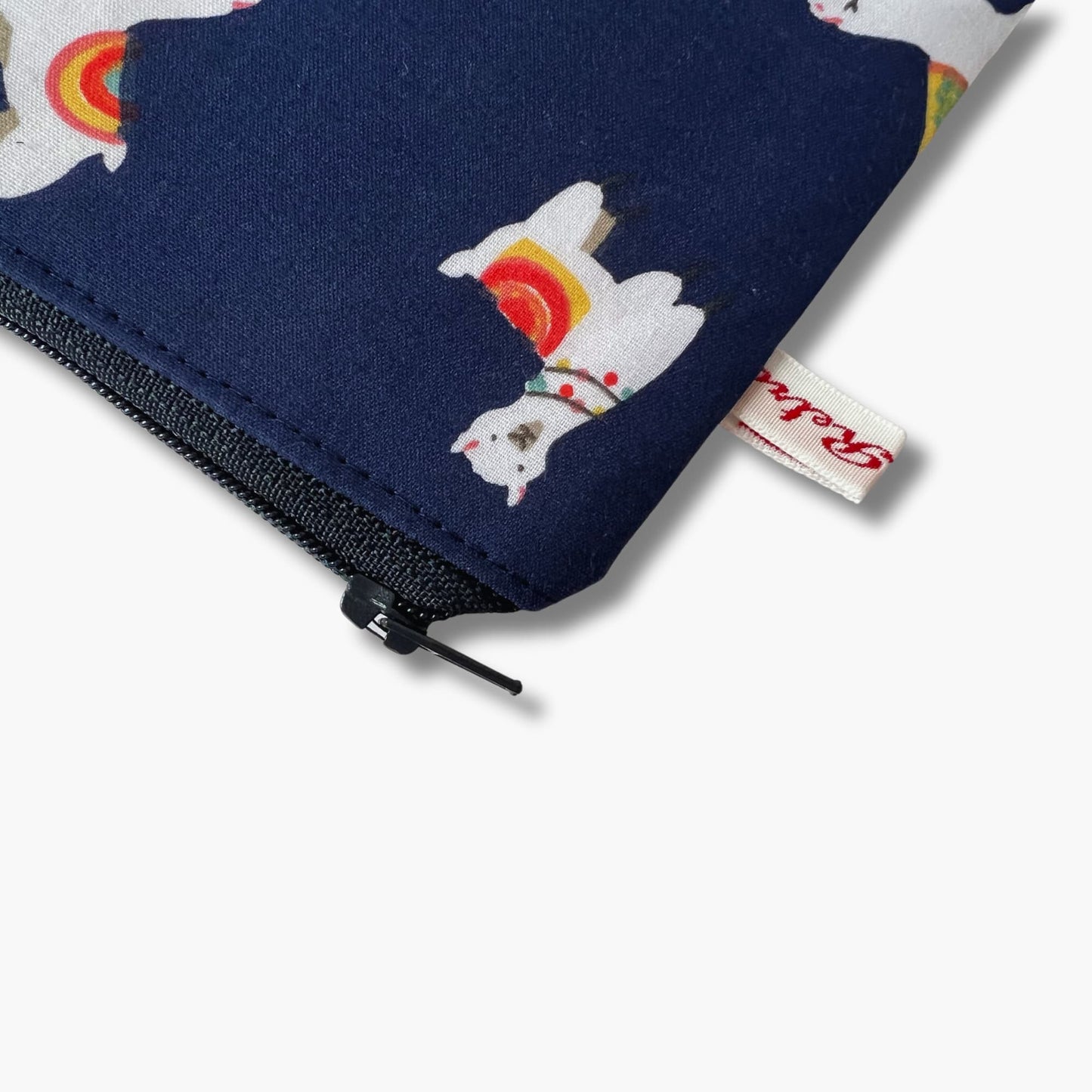 Navy Llama Print Mini Notions Case for Knitters - Zippered Stitch Marker Pouch