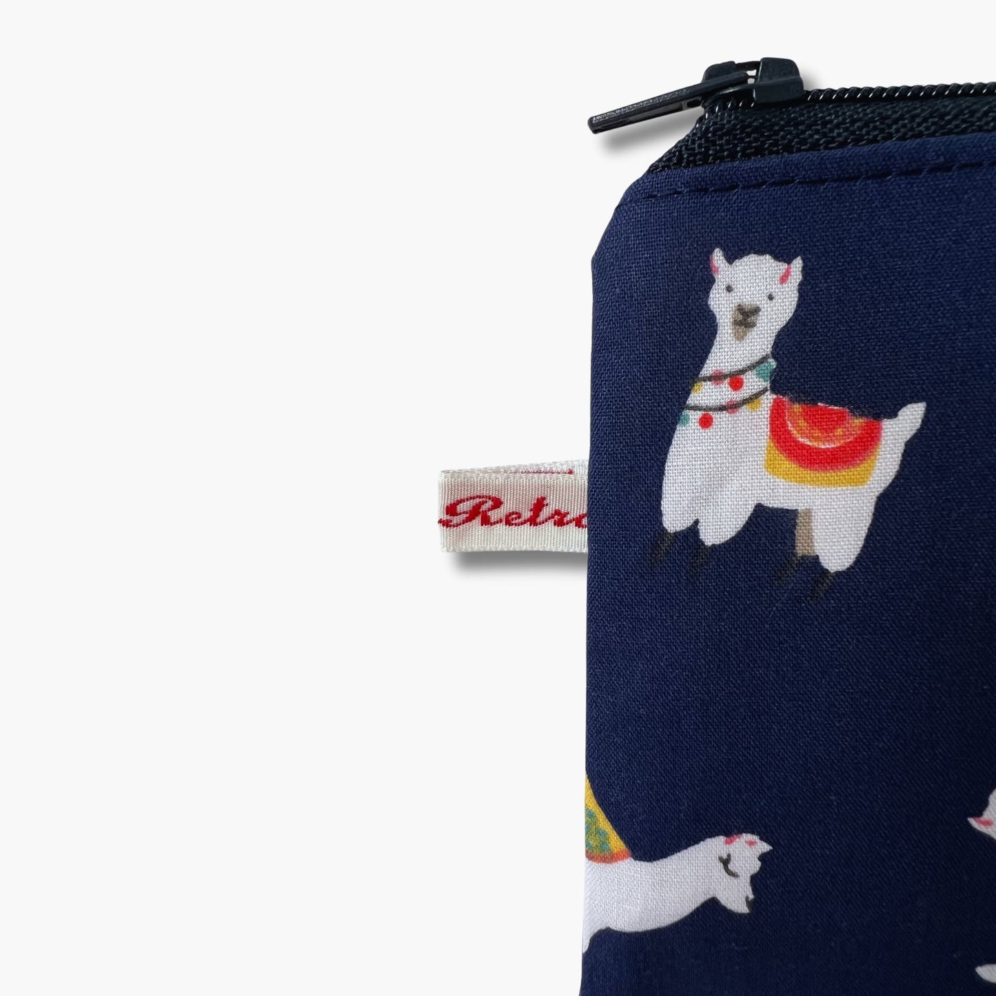 Navy Llama Print Mini Notions Case for Knitters - Zippered Stitch Marker Pouch
