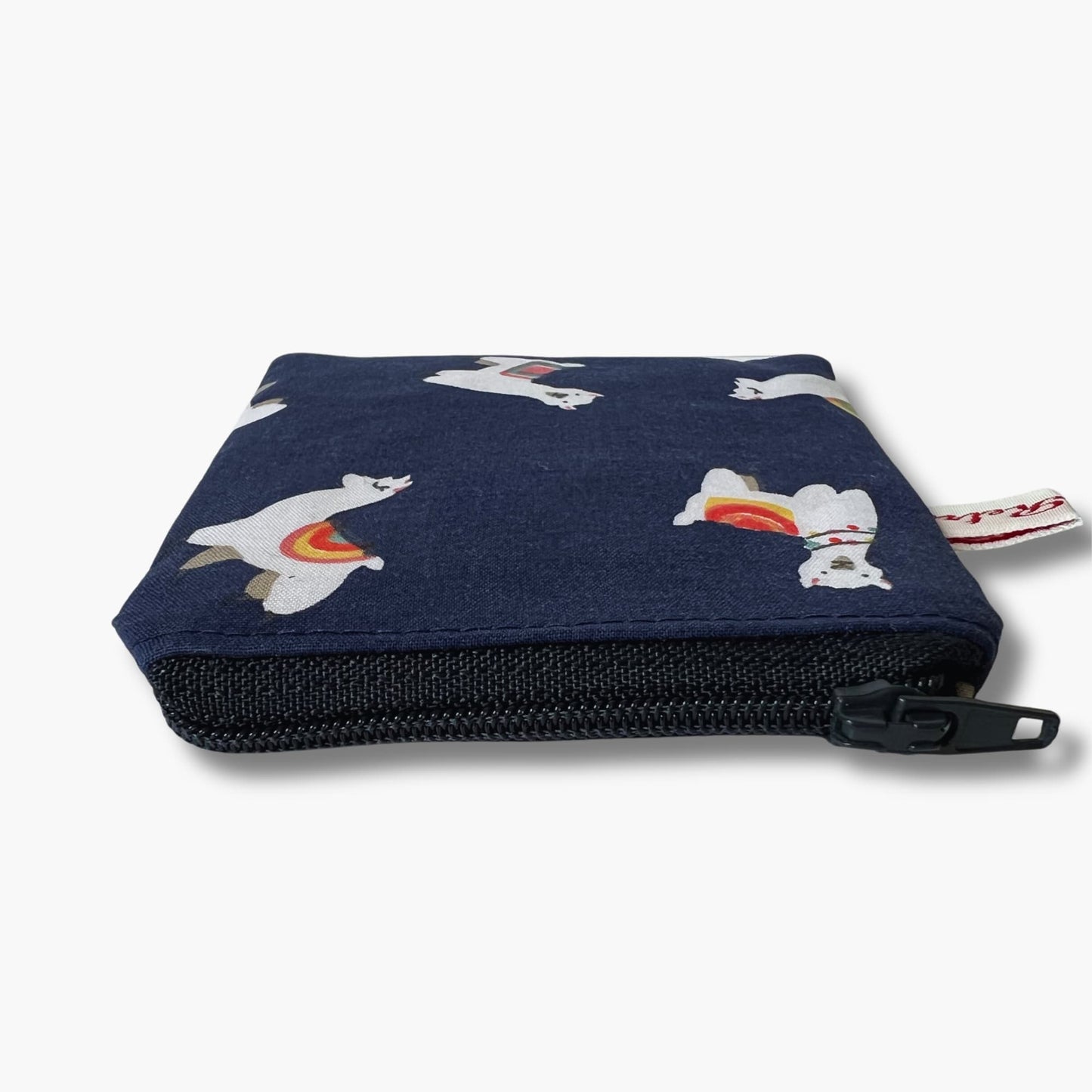 Navy Llama Print Mini Notions Case for Knitters - Zippered Stitch Marker Pouch