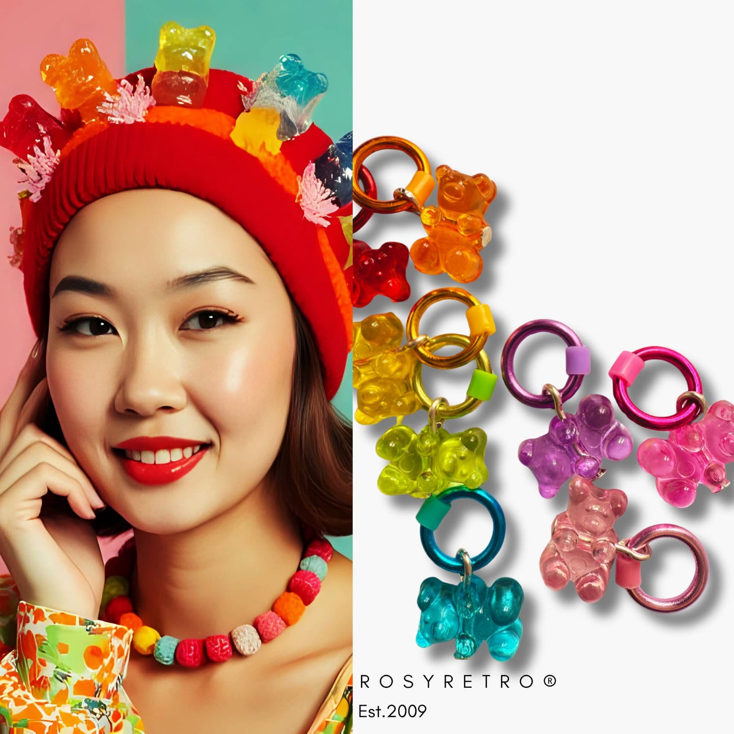 Rainbow Gummy Bear Stitch Markers - Cute Knitting Accessories in Vibrant Colors