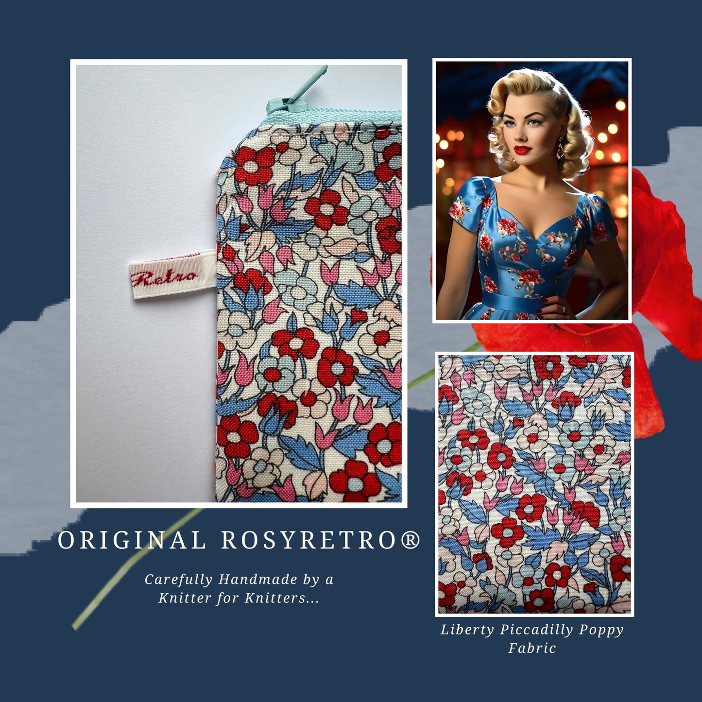 Liberty Fabric Purse - Piccadilly Poppy from The Carnaby Collection