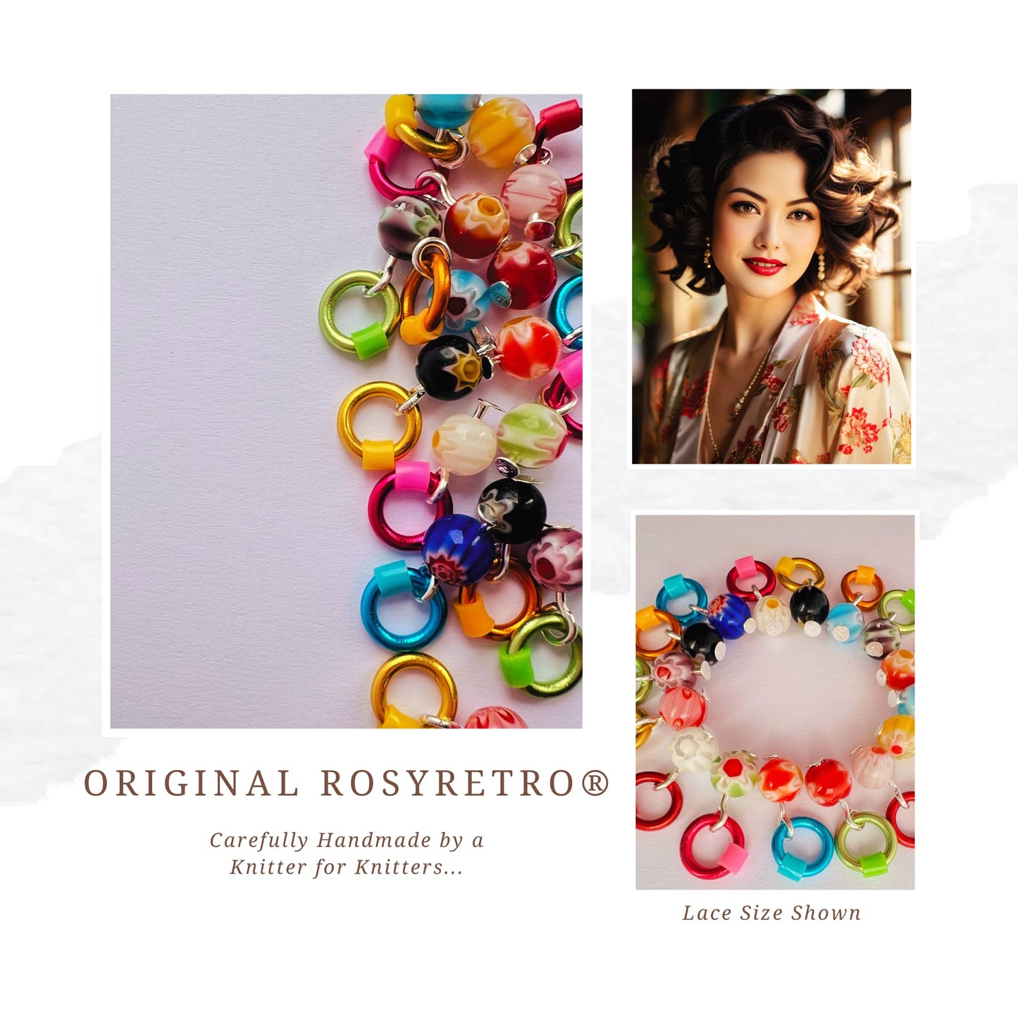 Millefiori Glass Knitting Stitch Markers -Tokyo Pop!