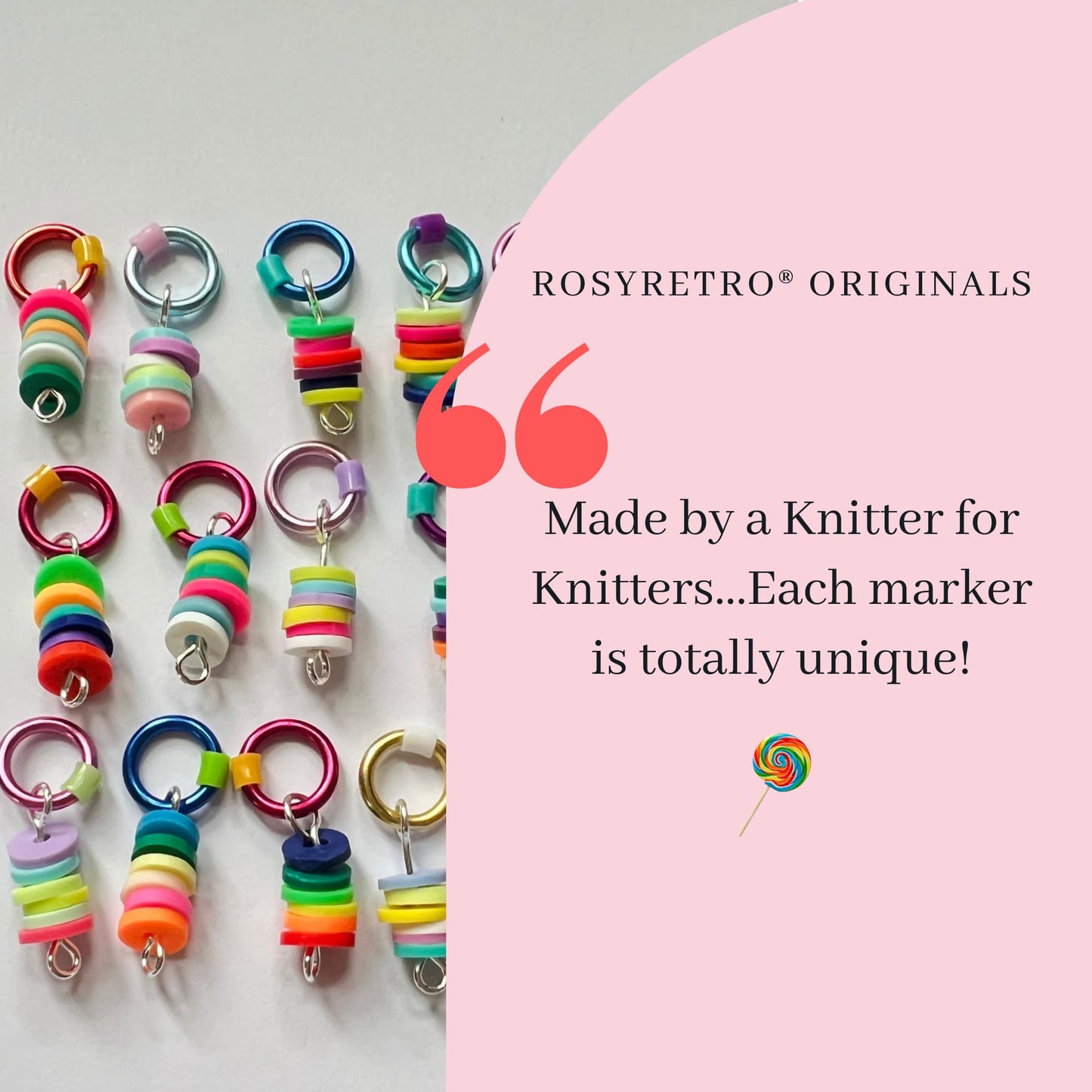 Rainbow Stitch Markers for Knitting - Sweetie Pops!