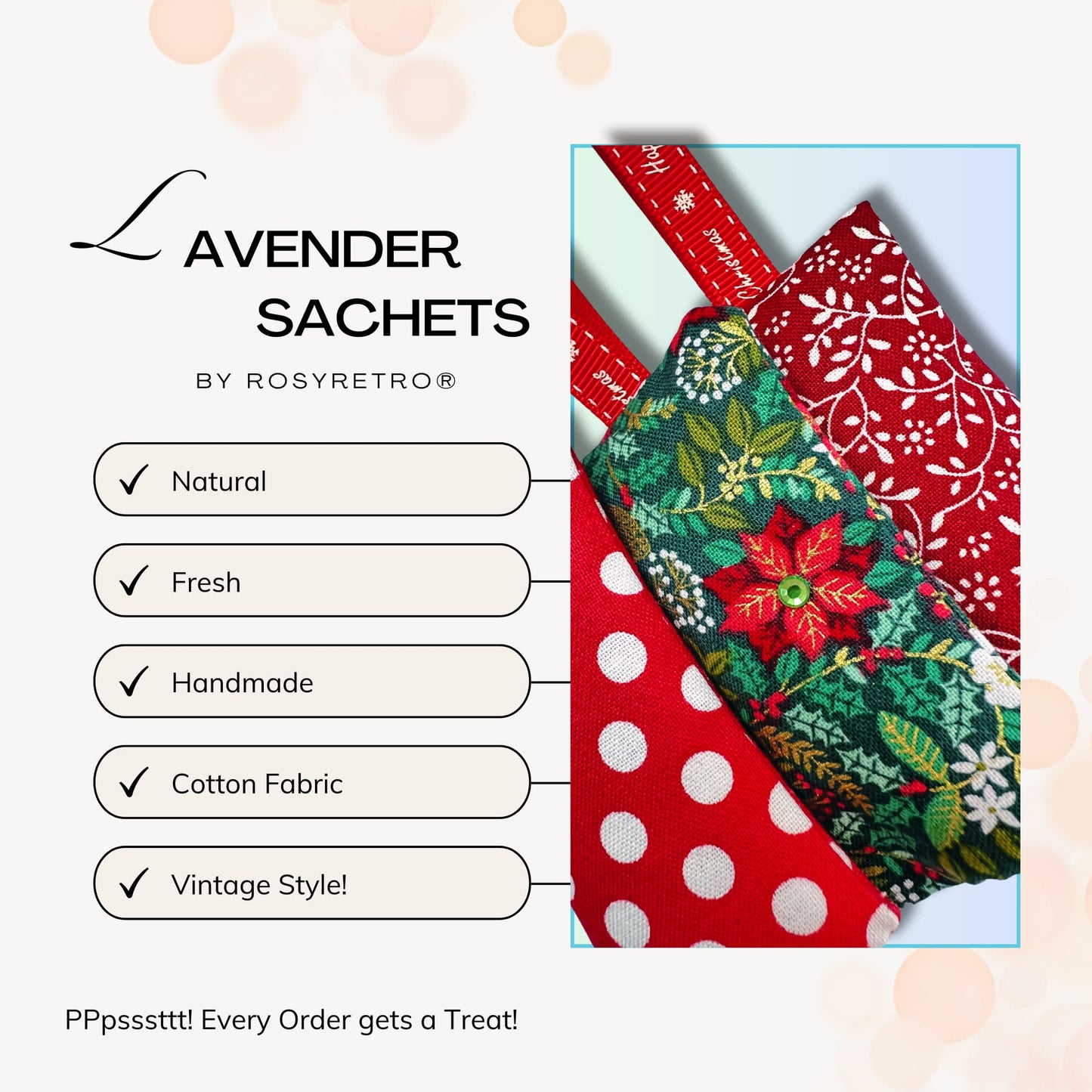 Lavender bags Xmas Set - Holly Jolly