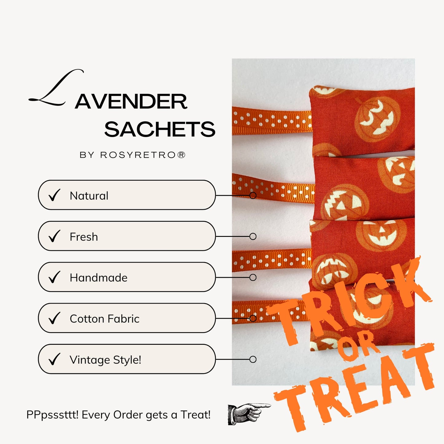 Halloween Gift, Lavender Sachets in Lewis & Irene Glow in the dark Pumpkin Fabric