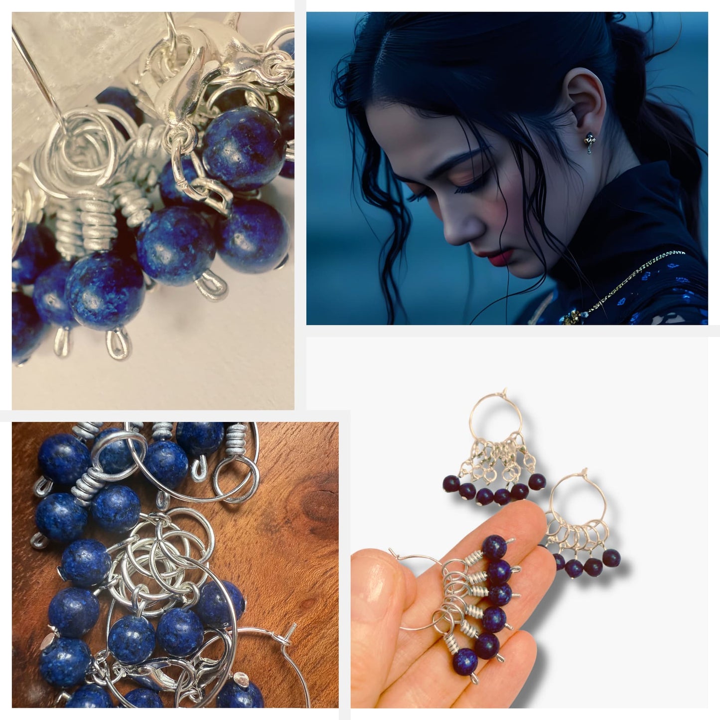 Lapis Lazuli Stitch Markers - River