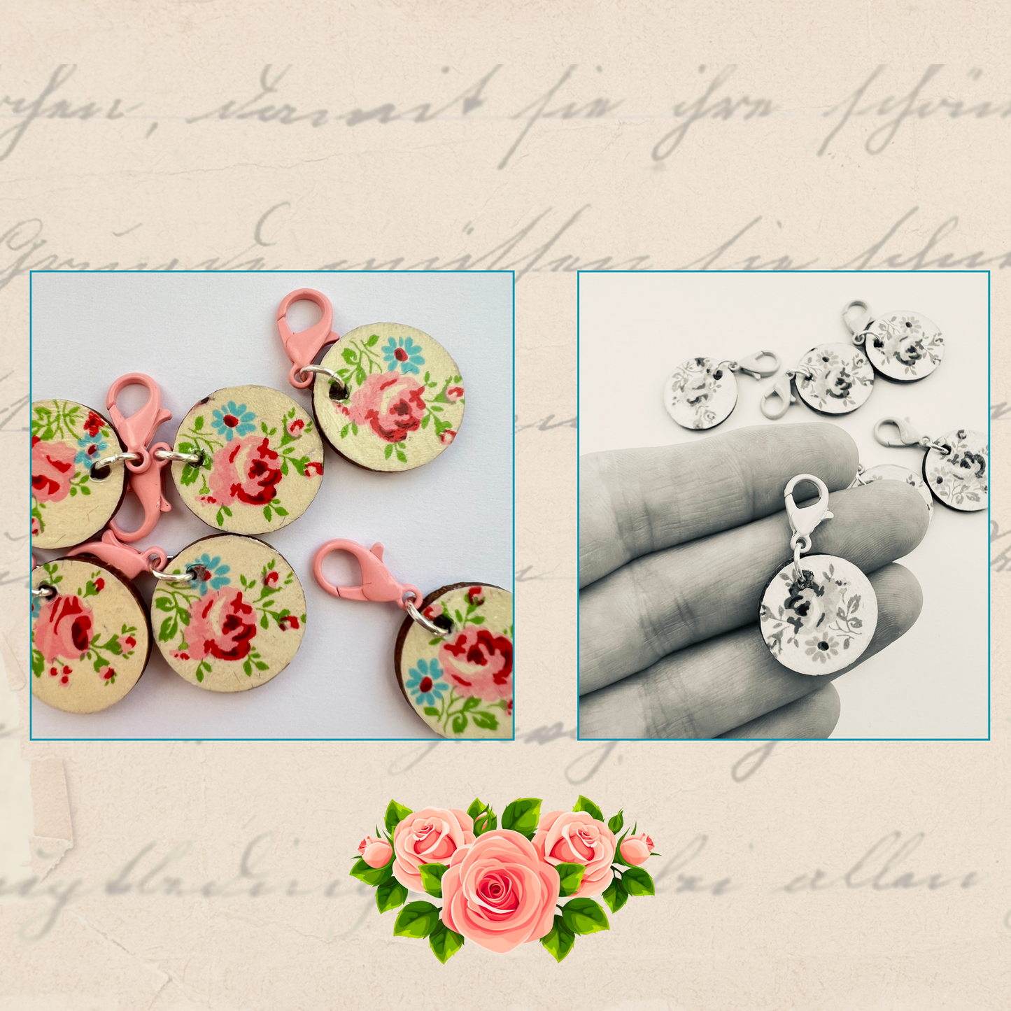 Vintage Rose Progress Keeper for Knitting and Crochet