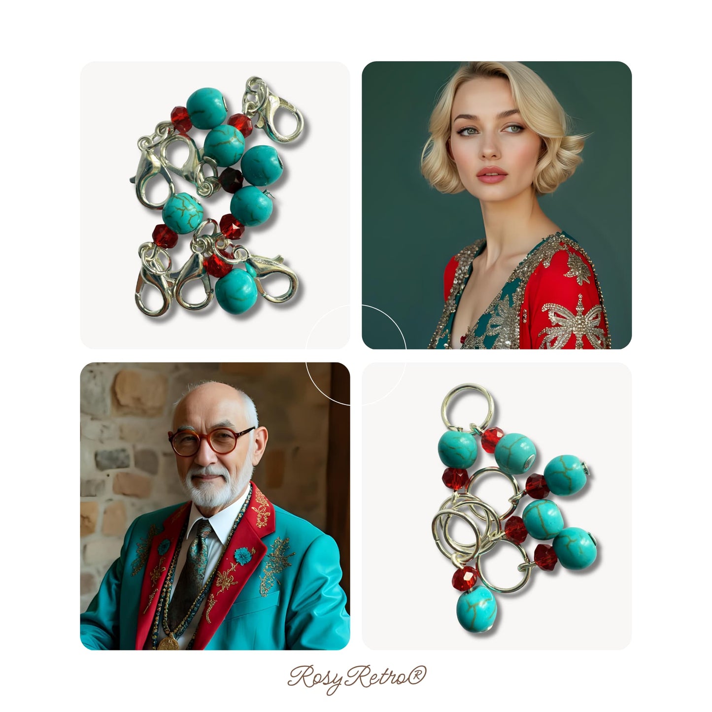 Turquoise Stone Stitch Markers - La Dolce Vita