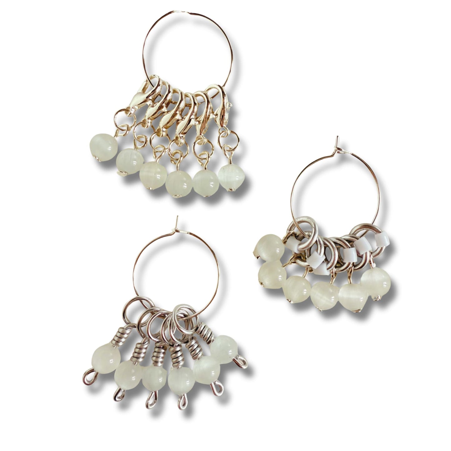 Moon Stone Stitch Markers - Snow