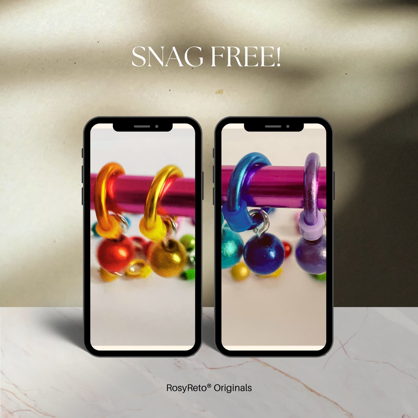 Stitch Markers for Knitting in Rainbow Colours -Glow Balls