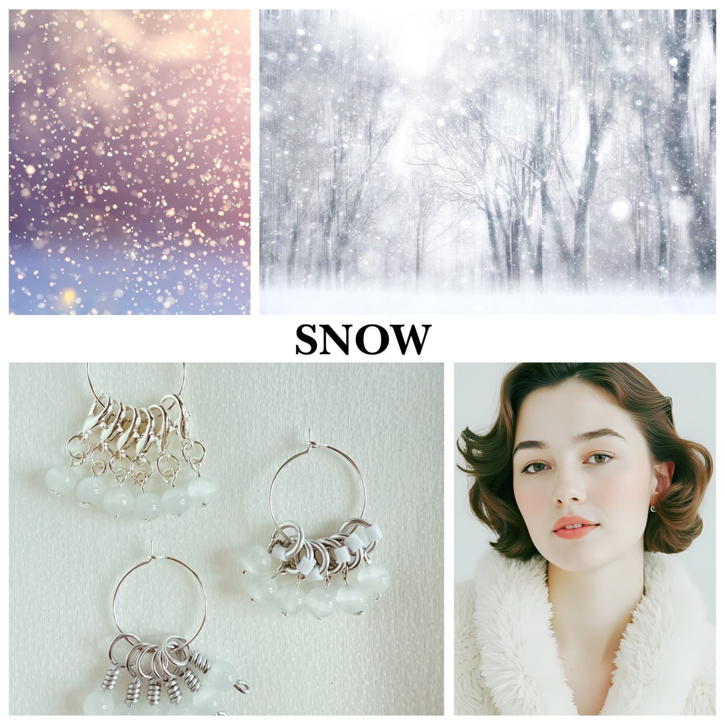 Moon Stone Stitch Markers - Snow