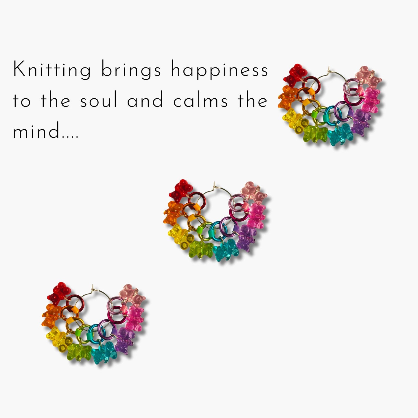 Rainbow Gummy Bear Stitch Markers - Cute Knitting Accessories in Vibrant Colors