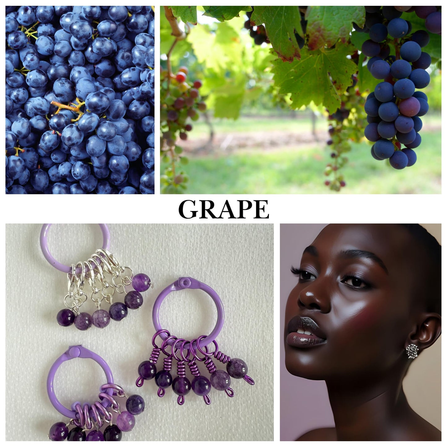Amethyst Stitch Markers - Grape