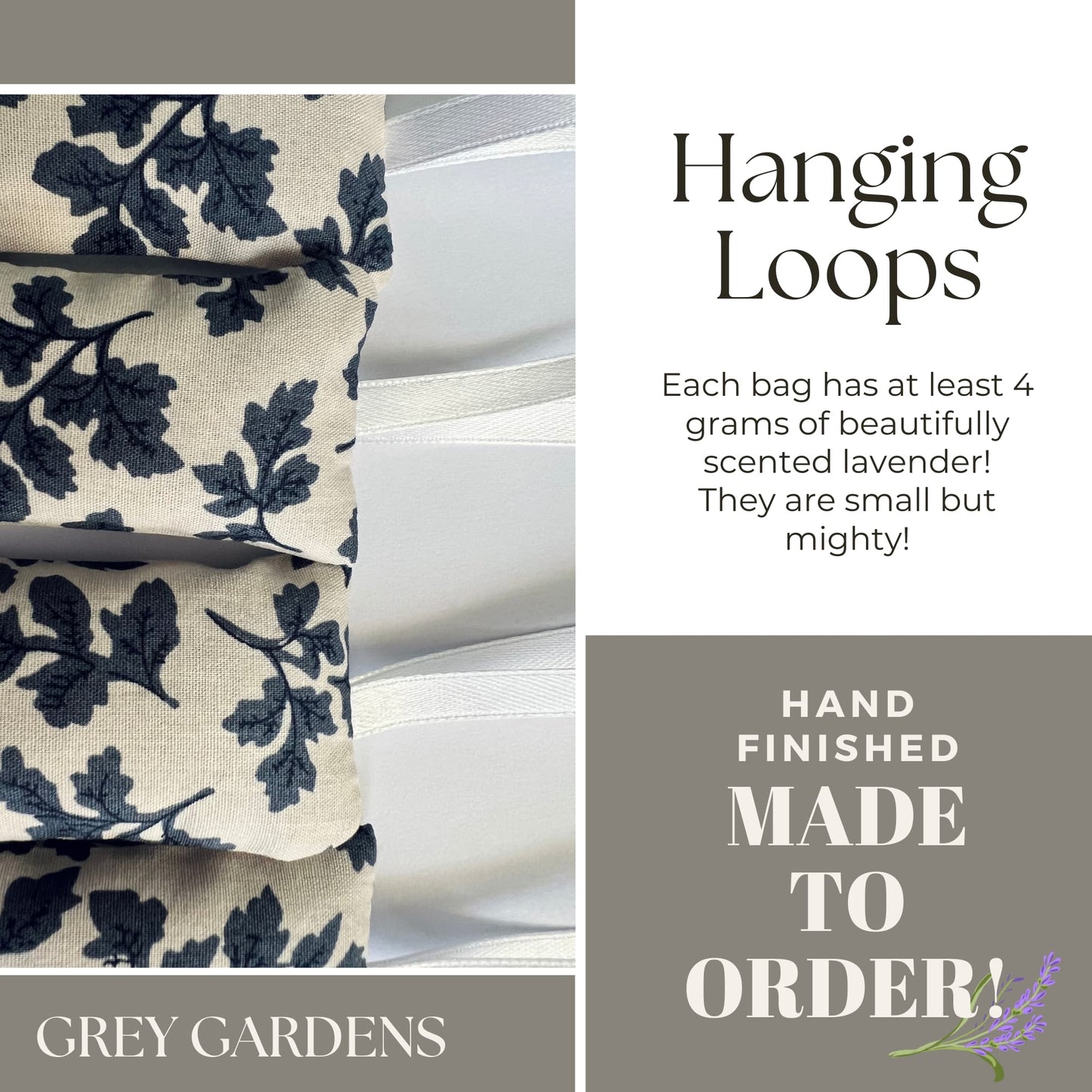 Lavender Scent Sachets , Vintage Floral - Grey Gardens