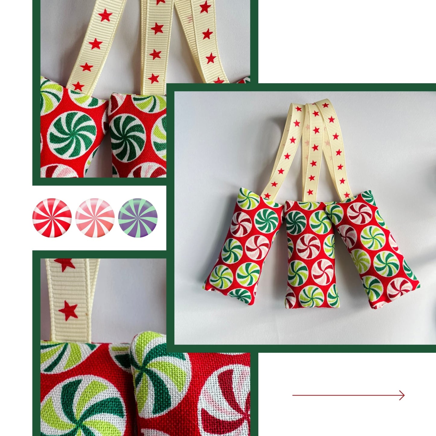 Christmas Scent sachets , lavender bags - Candy Cane