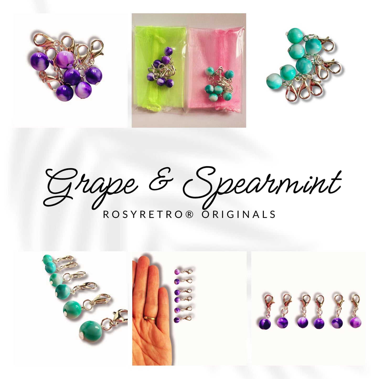 Crochet Stitch Markers - Spearmint and Grape