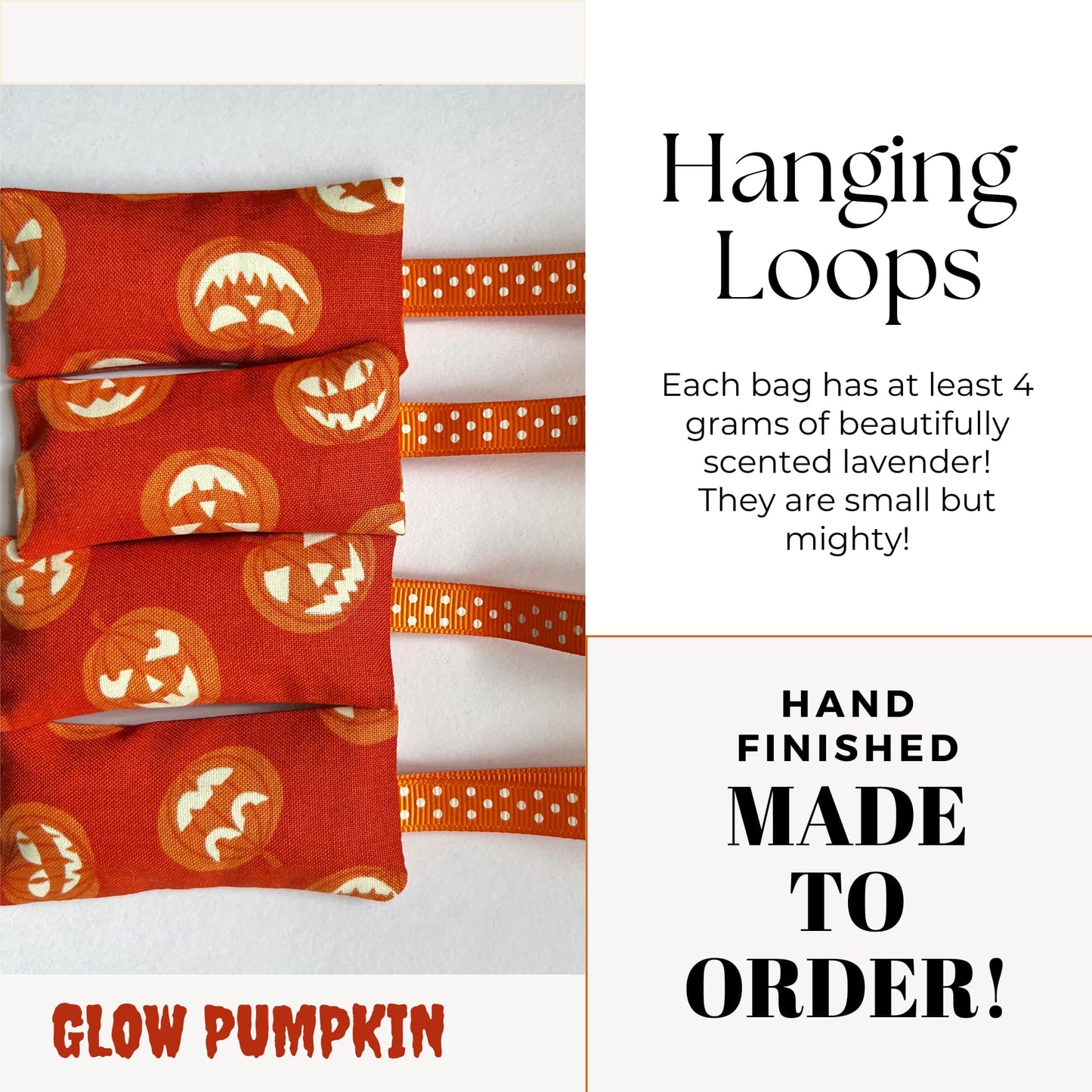Halloween Gift, Lavender Sachets in Lewis & Irene Glow in the dark Pumpkin Fabric