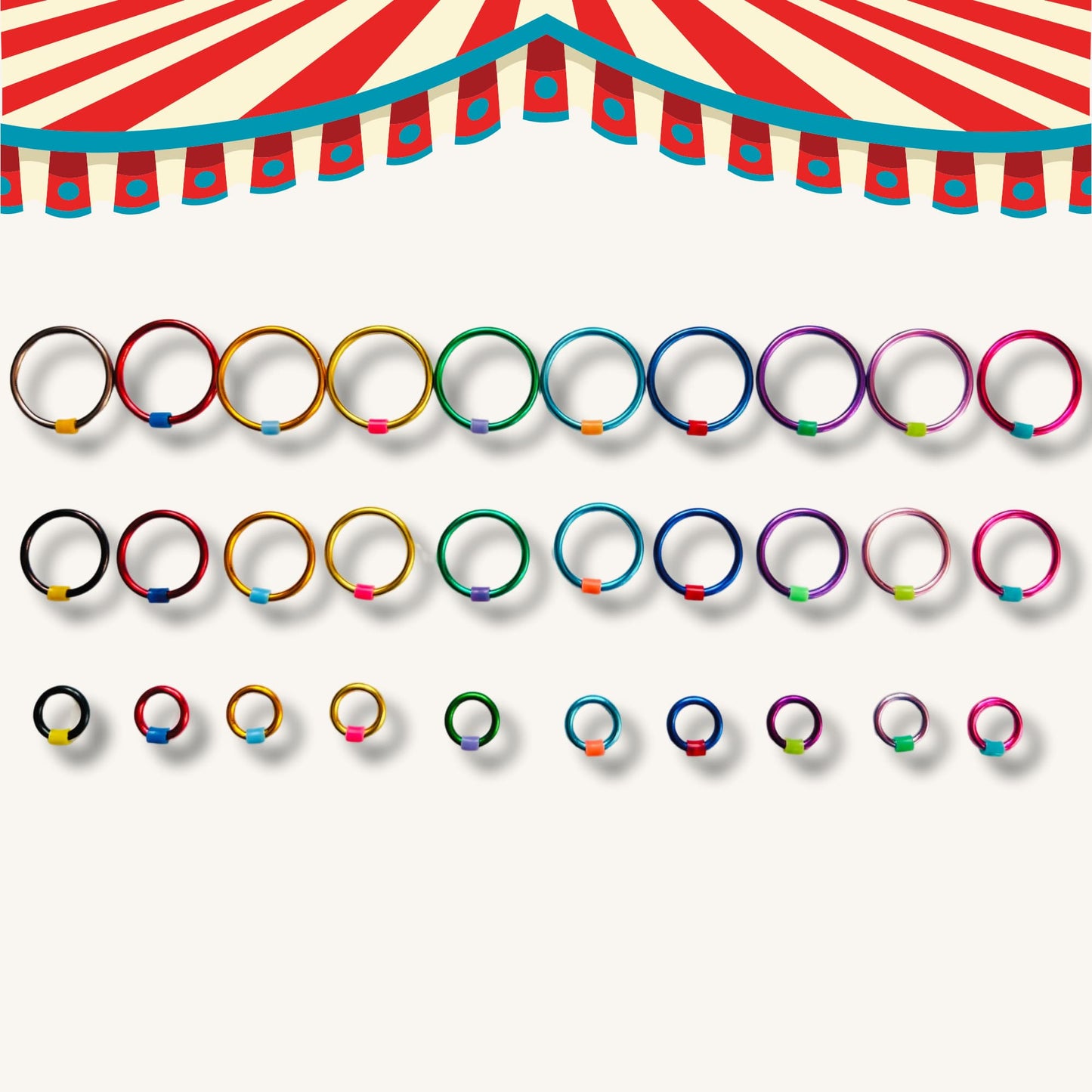 Rainbow Ring Stitch Markers for Knitting - Snag Free in 4 Sizes - Fairground