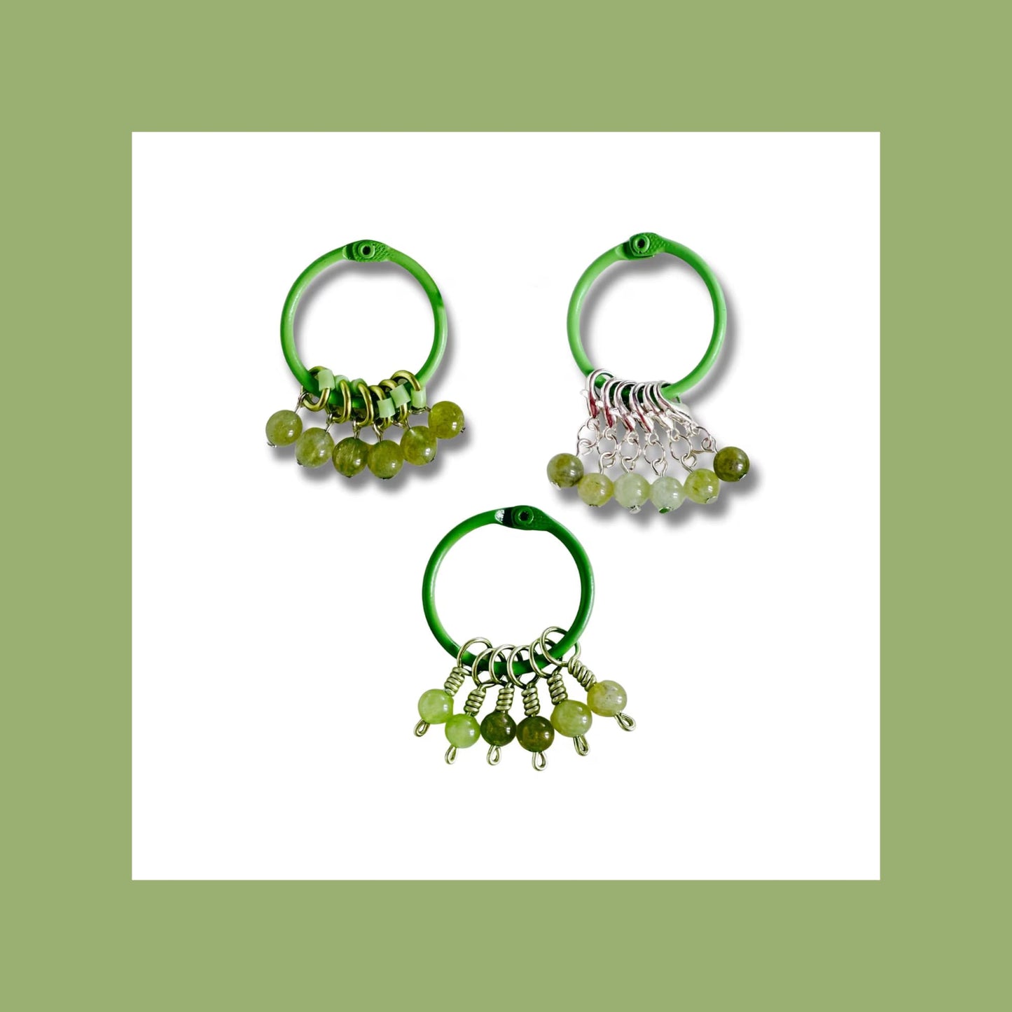 Jade Green Stitch Markers - Apple