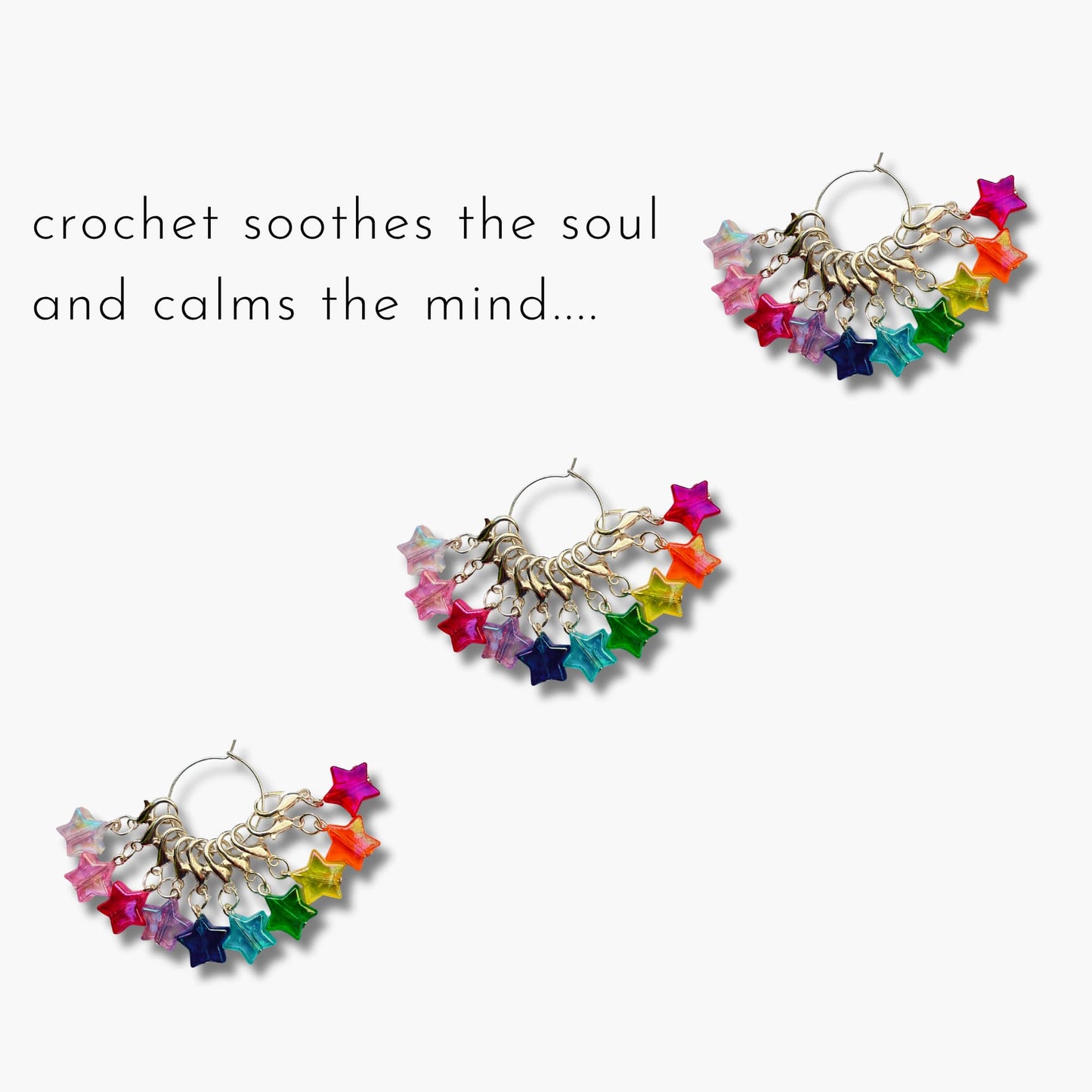 Rainbow Crochet Stitch Markers - Disco Stars