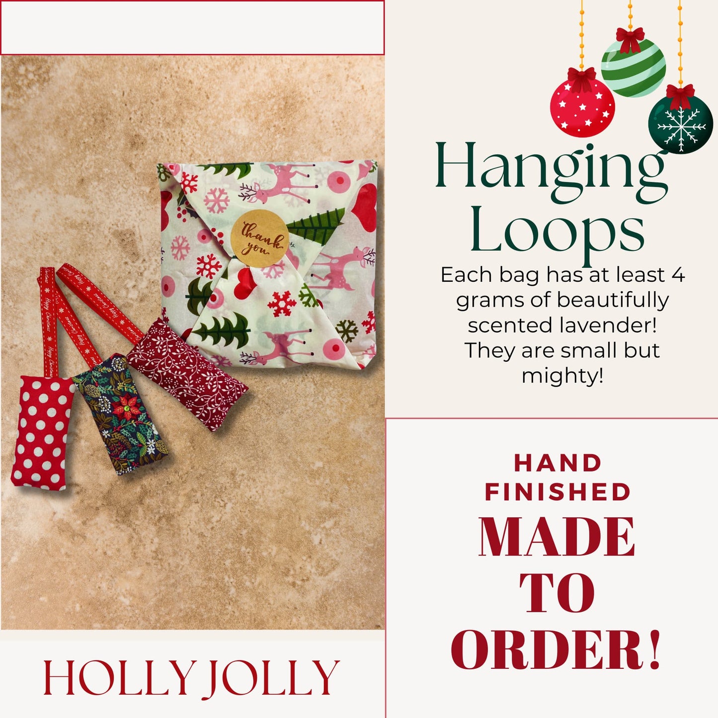 Lavender bags Xmas Set - Holly Jolly