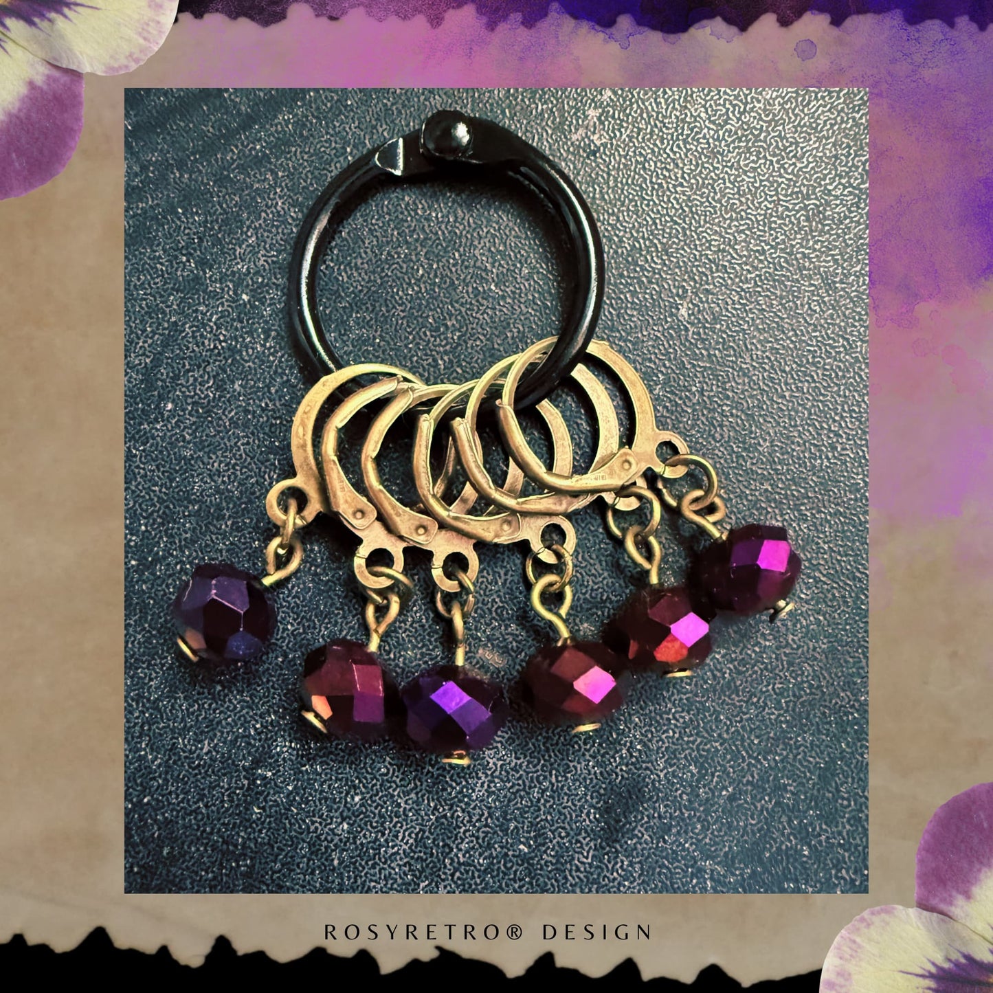 Purple Crystal Stitch Markers - Night Gems