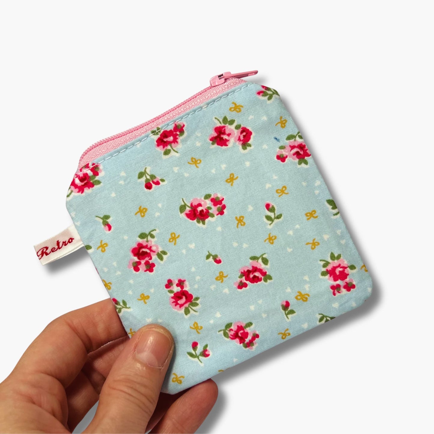 Pale Blue Mini Floral Rose Knitting Case for Portable Projects