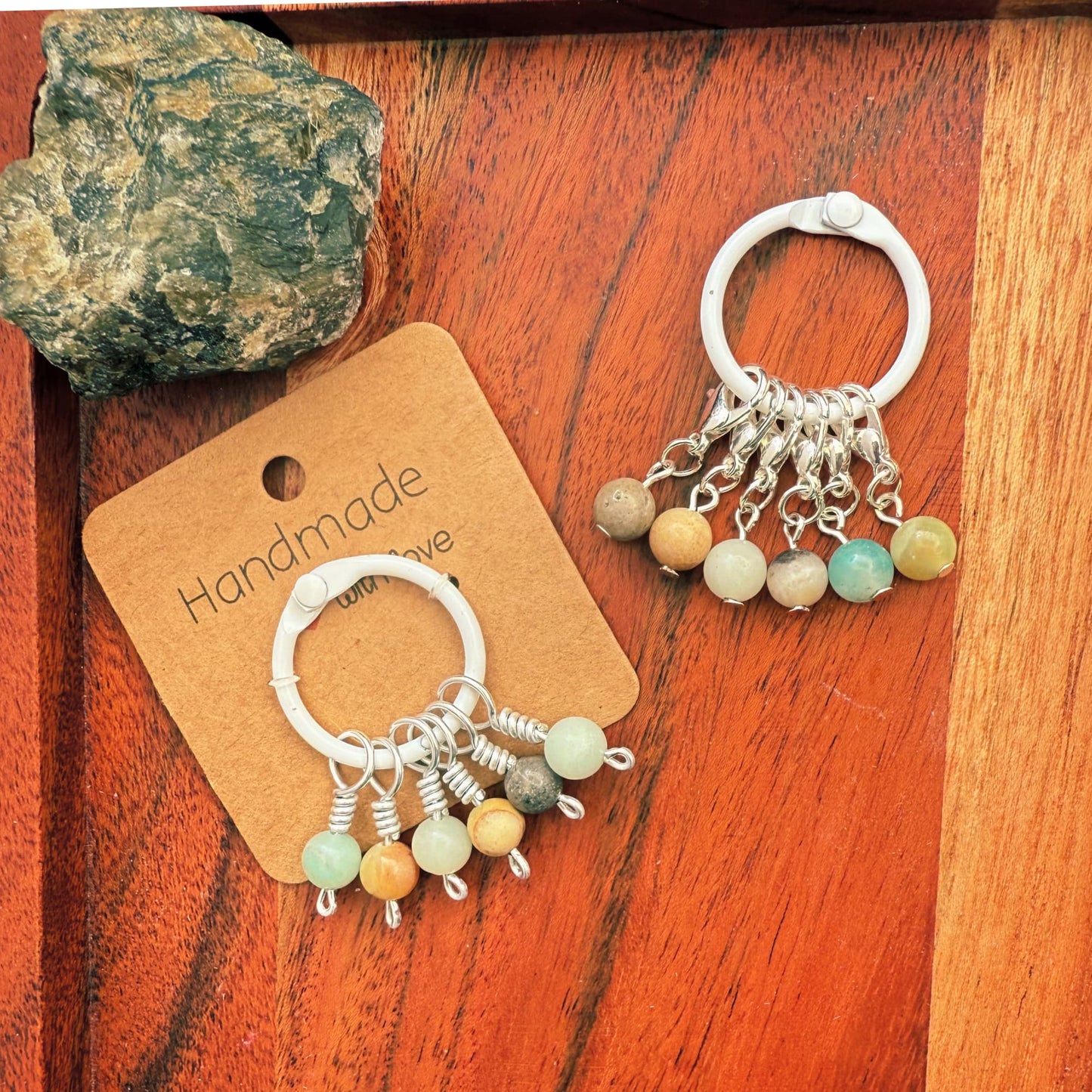 Amazonite Stitch Markers - Coast