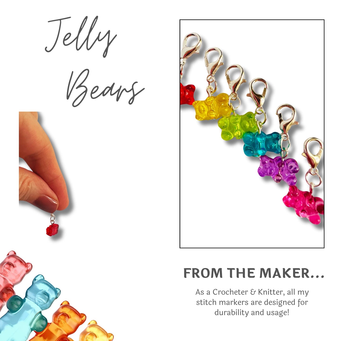 Crochet Stitch Markers - Jelly Bears