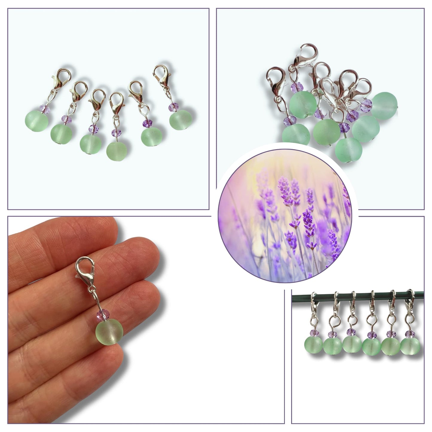 Crochet Stitch Markers - Mint Lavender