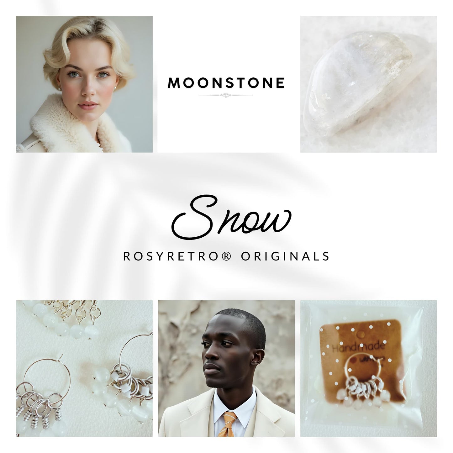 Moon Stone Stitch Markers - Snow