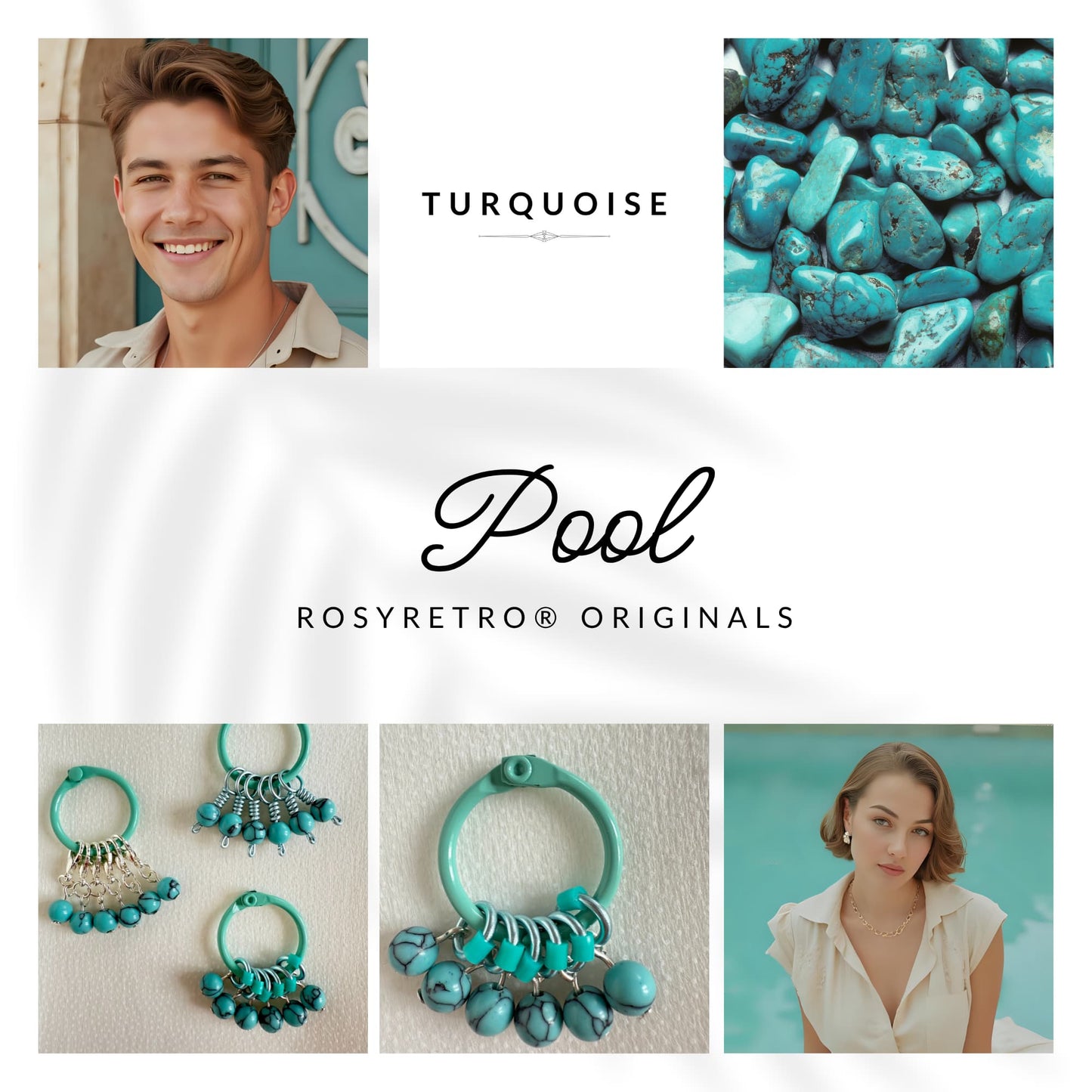 Turquoise Stitch Markers - Pool
