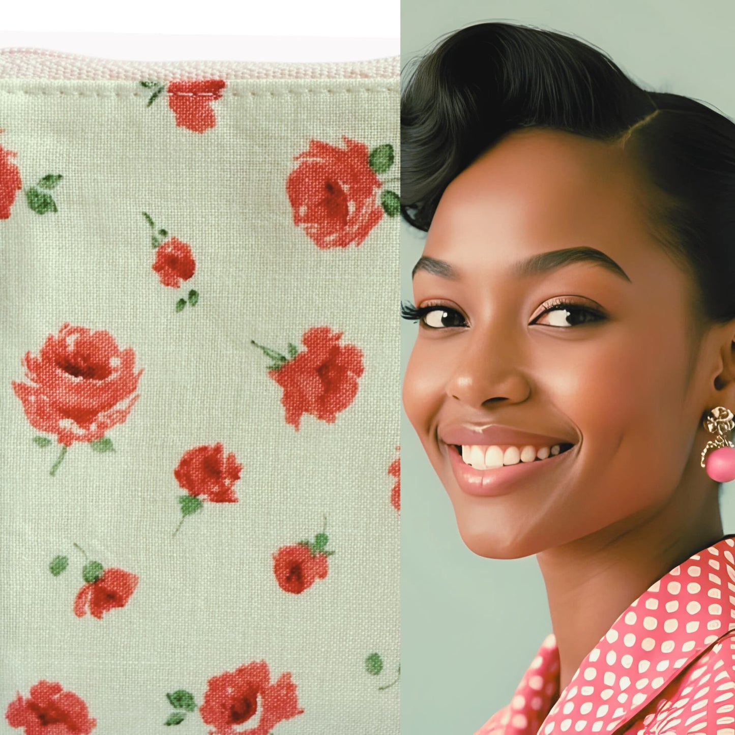 Liberty Fabric Mini Floral Rose Knitting Case for Portable Projects