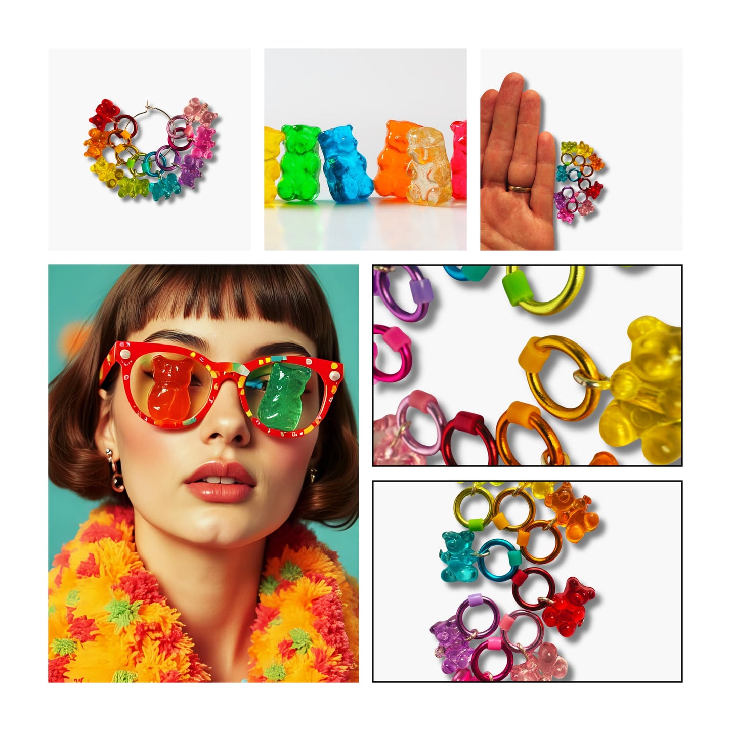 Rainbow Gummy Bear Stitch Markers - Cute Knitting Accessories in Vibrant Colors