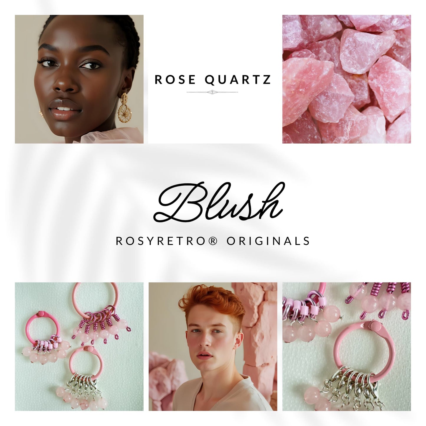 Rose Quartz Stitch Markers - Blush