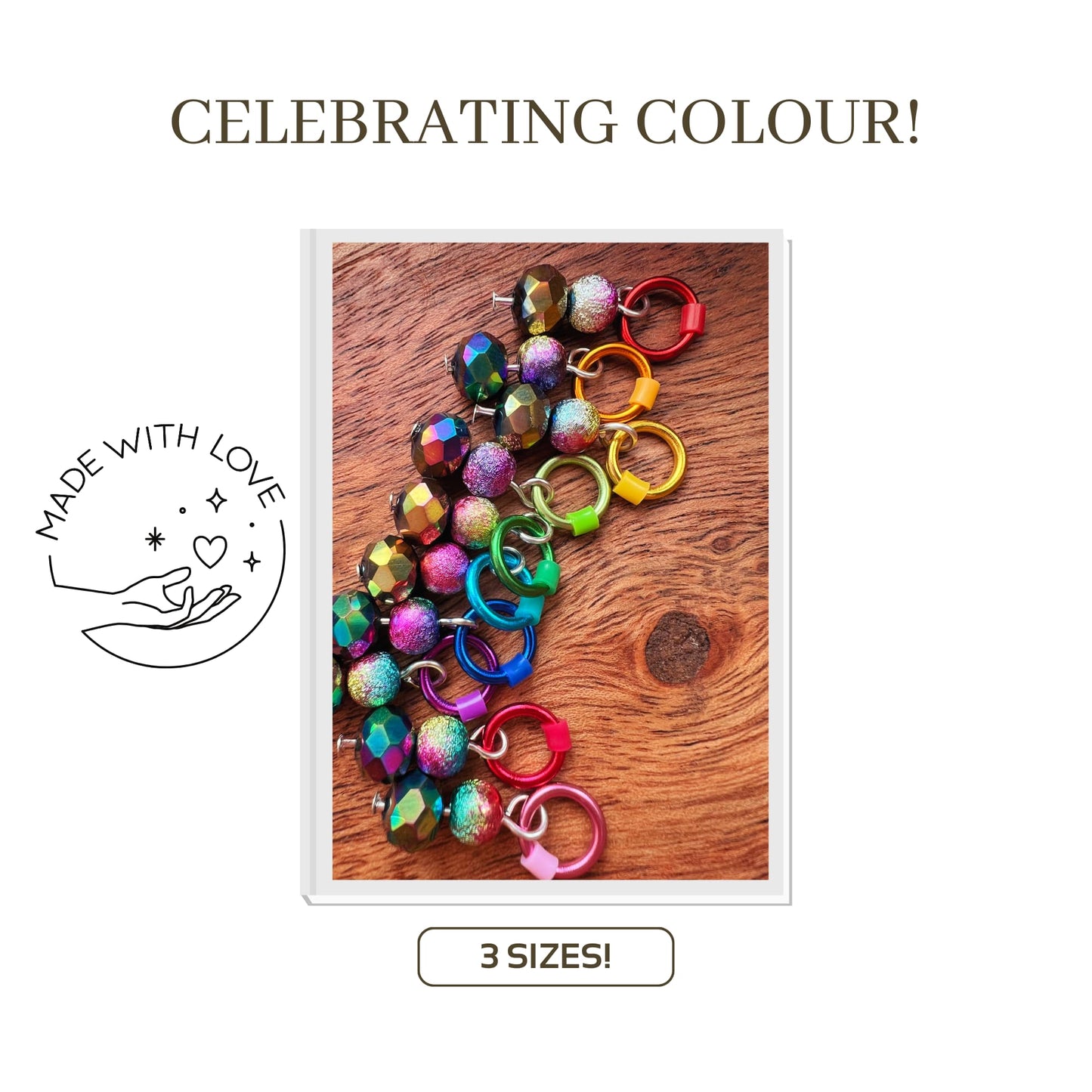 Rainbow Stitch Markers for Knitting - Festival of Colour